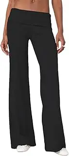 [ZZEVOLSS] Fold Over Yoga Pants for Women Low Rise Flare Leggings Bell Bottom Lounge Pants Skinny Trousers Streetwear