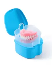 JMU Denture Case Denture Cup with Lid Orthodontic Retainer Case with Strainer Ba