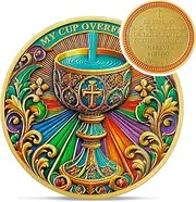 Colorful Holy Grail Christian Challenge Coin - Joshua 1:9 Jesus Religious Token - Inspirational Art God Pocket Bible Verses Chip for Study - Good Luck Commemorative Gifts for Men Women Kids Coworker
