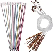 Coopay Tunisian Crochet Hooks Set, 23 Pieces, Aluminium & Bamboo, Sizes 2.0-10.0 mm, Afghan & Tunisian Crochet