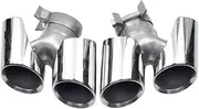 Compatible With Porsche 911 Tailpipe 991.1/911.2/992 Muffler Tip Nozzle Stainless Steel Exhaust Tip Upgrade Quad Exhaust Head(Silver B)