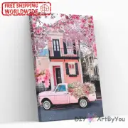 Paint By Numbers Kit Pink Pickup Car Abstract Oil Adult Wall Framed Kids Art DIY