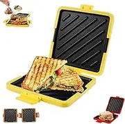 Microwave Toastie Sandwich Maker,Documentw Microwave Grilled Cheese Maker,Versatile Small Press Toaster Toasty,Perfect for Cooking Breakfast,Grilled Cheese,Snacks,Easy to Clean and Store(Yellow)