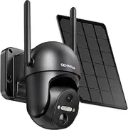 SEHMUA Wireless Solar Security Cameras Outdoor, 360° 2K View Outdoor Camera WiFi Home Security with Color Night Vision Bulb, PIR Sensor