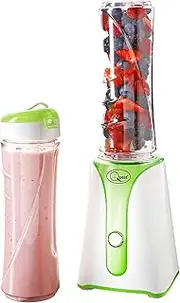 [Quest] Personal Blender & Smoothie Maker | 350 Watt | Includes 2x 600ml Portable Bottles | One Touch Button | Slimline, Portable and Compact | Stainless Steel Blades (Green & White)