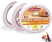 XFasten Double Sided Tape, Removable, 3/4-Inch by 20-Yards (19.05mm x 18.28m), Pack of 3, Ideal as a Gift Wrap Tape, Holding Carpets, and Woodworking