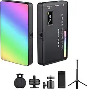 Domary W140 RGB LED Video Light Kit Pocket Video Conference Lighting CRI95+ 2500K-9000K Holder Computer Clip Cold Shoe Adapter for Mobile Vlog Live Streaming Online Meeting