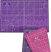 Snadi - Professional A3 Cutting Mat Pink and Lilac | Ideal for Patchwork, Sewing and Crafts | Self-Healing | 45 x 30 cm | 2 Colours for Better Visibility