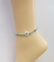 Wholesale Bulk Lot 12 PCS Adjustable Beaded Evil Eye Anklets Ankle Bracelets