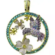 KIRKS FOLLY HUMMINGBIRD DELIGHT FOLDOVER PENDANT IN GOLD TONE