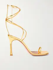 [Amina Muaddi] Amina Muaddi - Henson Embellished Metallic Leather Sandals - Gold - IT41 IT 41 Gold