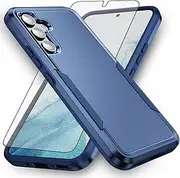 [Asuwish] Phone Case for Samsung Galaxy A35/A55 5G with Tempered Glass Screen Protector Cover and Slim Thin Hybrid Full Body Protective Mobile Cell Accessories A 35 55 35A 55A A355G A555G Women Men Blue