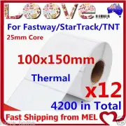 12x Thermal Direct Labels Roll 100 X 150mm Fastway EParcel Startrack Zebra SATO