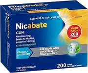 Nicabate, Quit Smoking Gum, Regular Strength 2mg Nicotine Chewing Gum, Extra Fresh Mint, 200 Pack