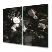 Tempered Glass Worktop Saver Dark Vase Of Flowers | Vintage Painting | 2x30x52
