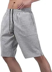 [JEShifangjiusu] Men's Running Cotton/Polyester Pocket 5-Point Shorts Daily Beach Basketball Shorts Muscle Fitness Bare Board Shorts