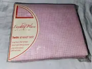 Pink Checkered Check Cotton Blend Flat Sheet Set Twin filled Pillowcase Gingham