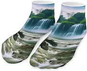 [QMNVBDS] Waterfall Scenery Socks Ankle Length Socks Casual Short Socks for Women Men Low Cut Sports Socks Running Socks No Show Socks Ankle Socks Athletic Socks Workout Socks, Style, One Size