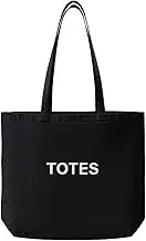 TOTES Pure Cotton Black Tote Bag| (50x43cm) Eco-Friendly Foldable Shoulder Shopping Bags | Washable Reusable Cloth & Unisex Grocery Bags With (50cm) Handles