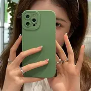 INS Candy Colorful Soft Silicone Phone Case for iPhone 14 13 12 Mini 11 Pro Max X XR XS SE 7 8 Plus Camera Lens Protection Cover,DRAK Green,for iPhone 13Pro Max