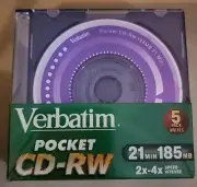 Verbatim Pocket CD-RW 5 Pack 21 Minute 185 Mb Colors Mini CD