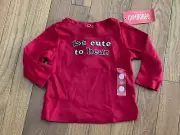 New Gymboree Girls Holiday Panda Red Too Cute to Bear Top Shirt Size 6-12 months