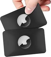 [PSRAT] 2PCS AirTag Case - Flex Credit Card Size Wallet Holder for AirTag, Purse, Handbag, Backpack, Clutch, Wristlet (Black)