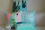 Art Almond Pink Aqua Smile Home Cotton CUSHION COVER Throw PILLOW CASE 18"