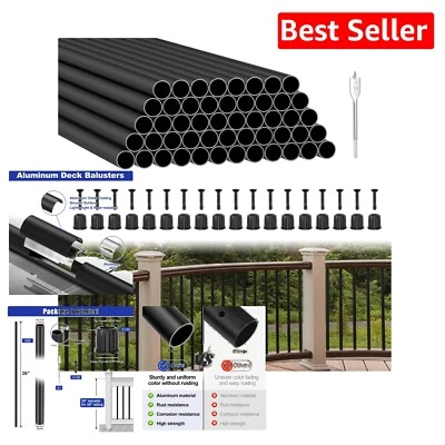 Cost-Effective 26" Black Aluminum Deck Balusters with Easy DIY Installation