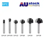 6PCS/set Core Box Router Bit 1/4 Inch Shank Round Nose Cove Box Router Bits Tool