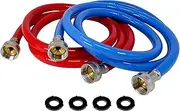 Washing Machine Hoses 2 Pack - 5 Feet, 3/4 Female Hose with Red and Blue Coded, Hot and Cold Water Washer Hoses