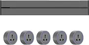 8000w Power Outlet Strip,Wall Mounted Power Outlet,29.53 Inch Rail,With 5xMulti-3 Hole Adapter,Left And Right Line,Blue Ambient Light,Wall Plug Adapter,For Kitchen,Living Room,Grey