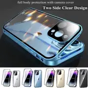 For iPhone 16e 15 14 13 Pro Max Shockproof 360° Case Magnetic Glass Screen Cover