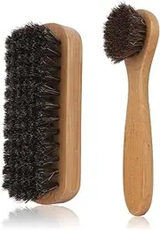 [FIMETEUG] Natural Wood Shoe Brush Set - Eco-Friendly Horsehair Shoe & Boot Cleaners, Dual-Size Brushes for Deep Cleaning & Detailing