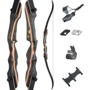 Archery 62inch Wooden Takedown Recurve Bow Set RH for Outdoor Hunting Practice