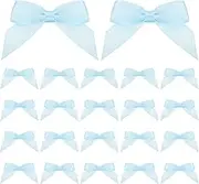 uxcell 2" Satin Ribbon Bow, 50 Pcs Mini Bows with Double-Sided Tape Self Adhesive for DIY Craft Gift Wrapping Treat Bags Decoration, Light Blue