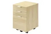 Maestro Furniture Camie Modern 3-Drawer Mobile Pedestal Filling Storage Organiser Cabinet Natural