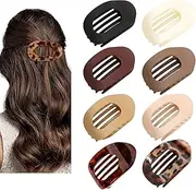 8 PCS Flat Hair Clips French Round Lay Down Hair Claw Clips for Women Girls Strong Hold Hair Barrettes for Thick Thin Hair Comfortable Curved Flat Clips for Lying Driving and More