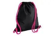 Bagbase Icon Drawstring Bag (Black/Fuchsia) (One Size)