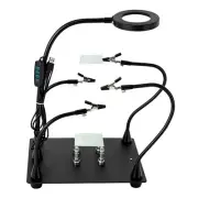 LED Lighted Magnifying 4 -Metal Arm Third Hand Soldering PCB Holder Tool