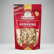 Baumann Ginseng Slice (Medium) - 100% American Ginseng, Ginseng Root - Wisconsin Ginseng Root - American Ginseng Root - All-Natural Hand-Selected Ginseng Supplements – 113g