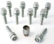 H&R 1454307SET Bolt Set Round-Head with Movable Cone R14 M14x1.50-Length 43mm-10 pcs. (e.g. Compatible with Porsche, T5, VW Touareg) -incl. Wheel-Locks
