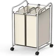 SimpleHouseware 2-Bag Laundry Sorter Heavy Duty Laundry Basket Cart, Chrome