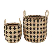 Yves Set of 2 Hyacinth Baskets - Natural & Black