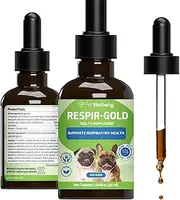 Respir-Gold for Dogs - Supports Healthy Breathing, Open Airways, Respiratory Support, Black Cumin, Horehound, Grindelia - Veterinarian-Formulated Herbal Supplement 2 oz (59 ml)