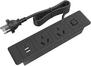 Recessed Power Strip with Switch, 2 AU Plugs, 2 USB Ports, 1 USB-C, Recessed Power Strip USB C Power Strip Recessed Outlet Flush Mount Desk Outlet Space-Saving Desk Charging Station for Office Use