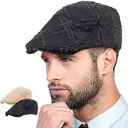 [Generic] Hat Newsboy Cap Men - 30% Wool Hats for Men Tweed Flat Cap Hat Retro Leisure Art Duck Tongue Hat Men's Breathable Hat