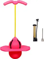 Pogo Stick Exercise Ball Hopper Ball Rubber Bouncing Bouncy Ball for Adults Kids 38x66cm-pink