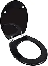 WC Toilet Seat MDF Lid Simple Design Black Hardware Accessories