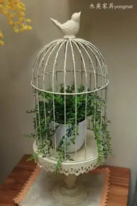 在飛比找Yahoo!奇摩拍賣優惠-ZAKKA 鳥籠 燭台 鍛鐵 復古鳥籠裝飾 刷舊 小鳥  免
